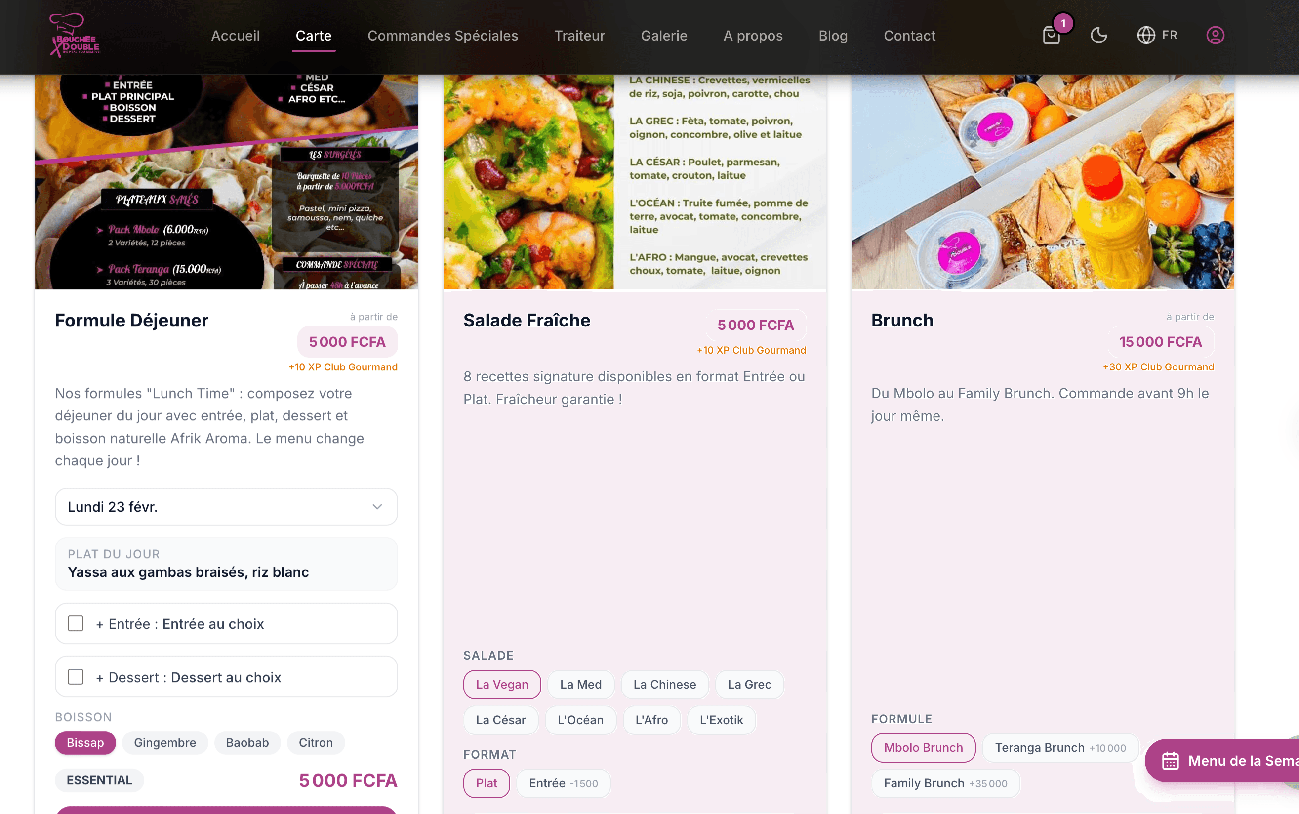 Menu du jour - Formule Déjeuner